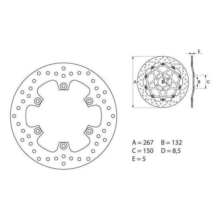 Brembo Oro Series brake disc 68B407E4 T-MAX 500, FZS FAZER 1000, XJR 1300, MT-01