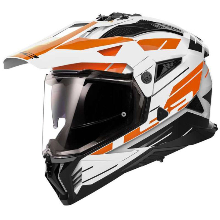 Casque moto LS2 PIONEER II MX702 NAMIB Blanc/Orange