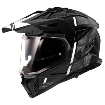 Casque moto LS2 PIONEER II MX702 HILL Noir mat/Blanc