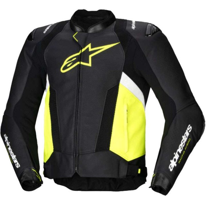 Leather motorcycle jacket Alpinestars MISSILE V3 AIRFLOW Black/Yellow