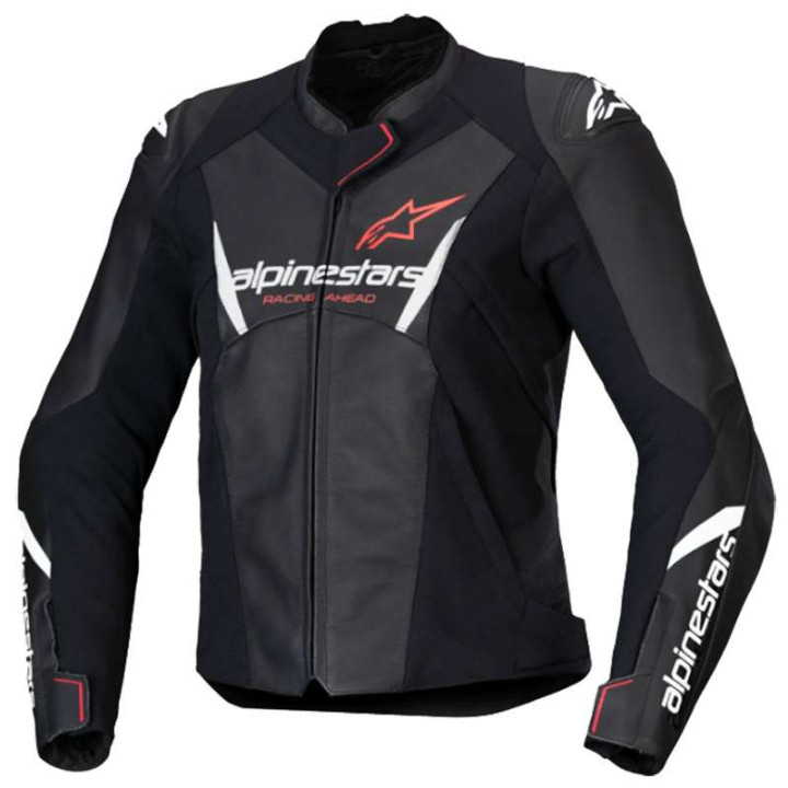 Alpinestars STELLA FASTER V3 Leather Motorcycle Jacket Black/White/Red