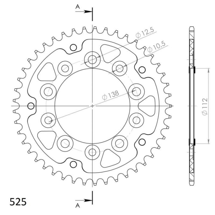 Couronne Supersprox STEALTH Gold type 1304/45 dents