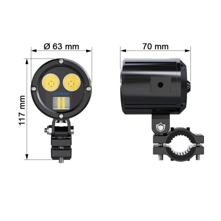 ECOBENE 2x30w LED motorcycle auxiliary lights (PLA8003)