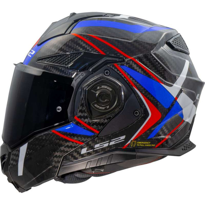 Casque moto LS2 FF901 ADVANT X CARBON FUTURE II Blanc/Bleu 22.06