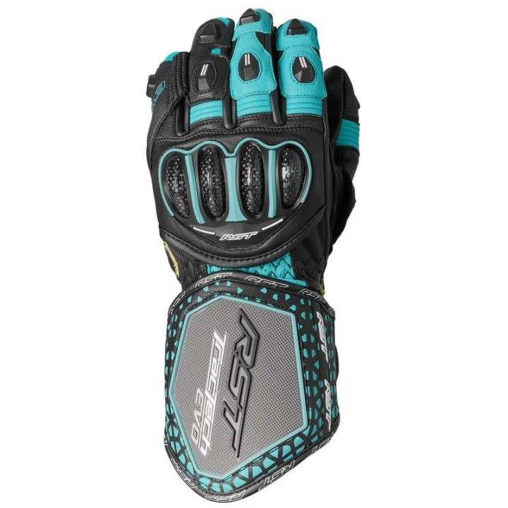 Gants moto femme RST TRACTECH EVO 4 Noir/Aqua/Gris