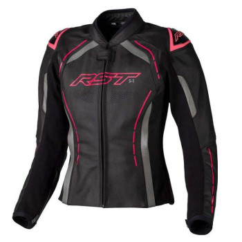 Blouson moto femme RST S-1 Cuir Noir/Rose Fluo Blouson moto femme RST S-1 Cuir Noir/Rose Fluo