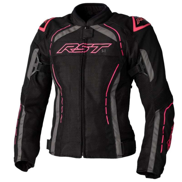 Women's RST S-1 Mesh Motorcycle Jacket Black/Fluorescent Pink