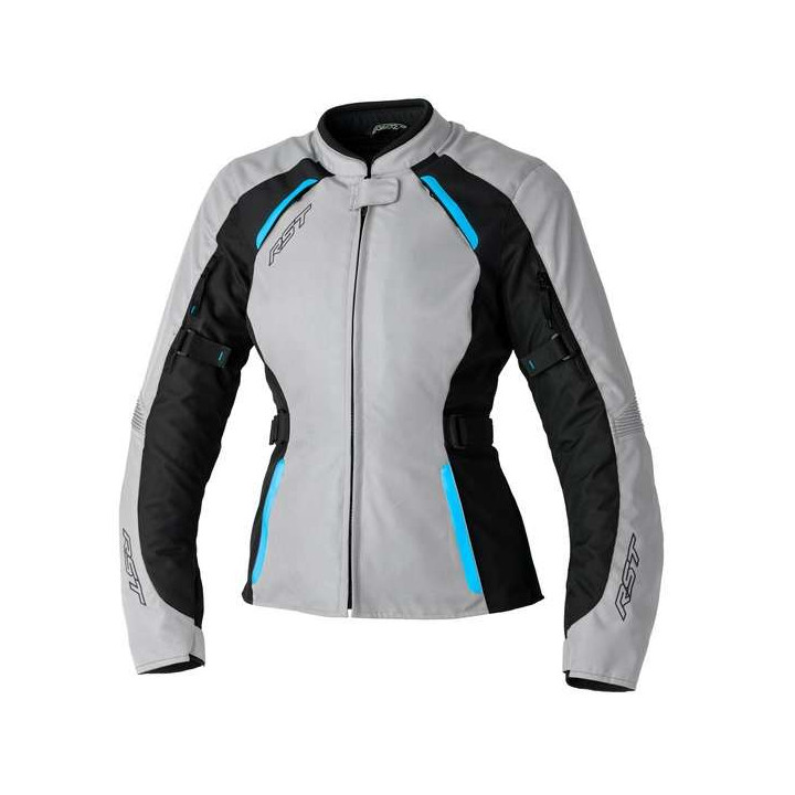 Veste moto femme RST AVA Waterproof Argent/Noir/Bleu