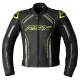 RST S-1 Leather Motorcycle Jacket Black/Fluorescent Yellow