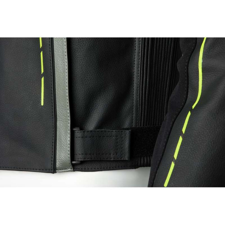 RST S-1 Leather Motorcycle Jacket Black/Fluorescent Yellow