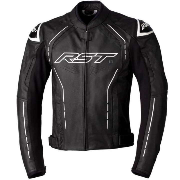 RST S-1 Leather Motorcycle Jacket Black/White