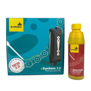 Graisseur de chaîne automatique Scottoiler xSystem 3.0 + lubrifiant haute température Rouge