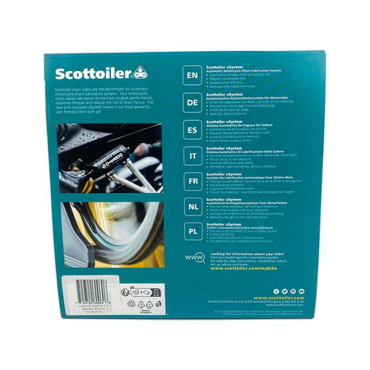 Graisseur de chaîne automatique Scottoiler xSystem 3.0 + lubrifiant bleu standard