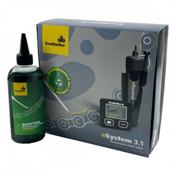 Graisseur de chaîne automatique Scottoiler eSystem 3.1 + lubrifiant vert biodégradable