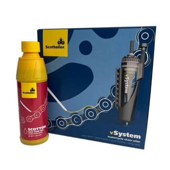 Graisseur de chaîne automatique Scottoiler + lubrifiant rouge haute température