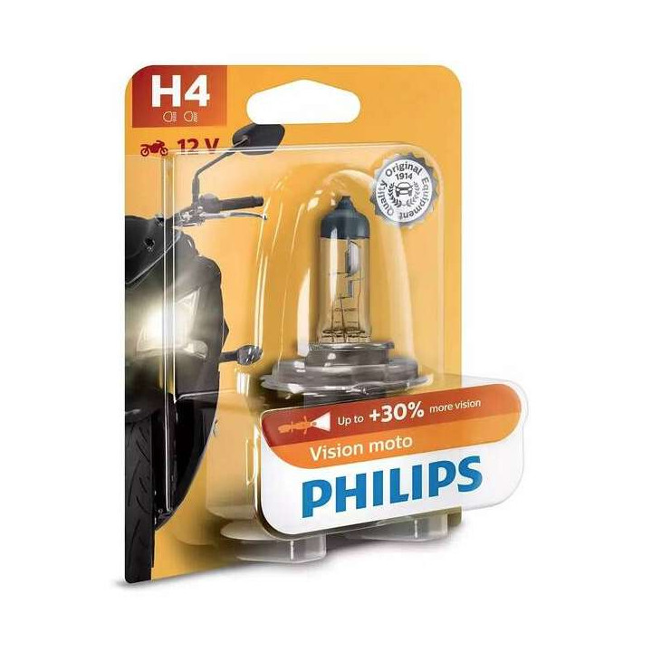 Ampoule phare Philips Vision Moto +30% H4 12V 60/55W P43T-38