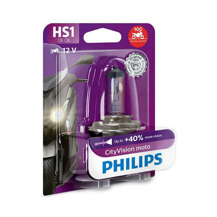 Philips CityVision Moto headlight bulb +40% HS1 12 Volts