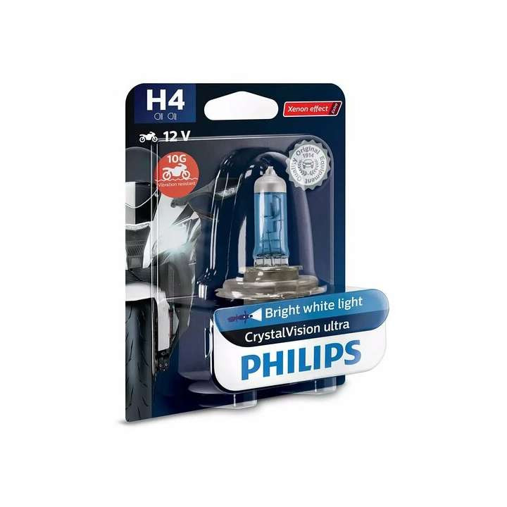 Ampoule phare Philips CrystalVision Ultra Moto H4 12V 60/55W