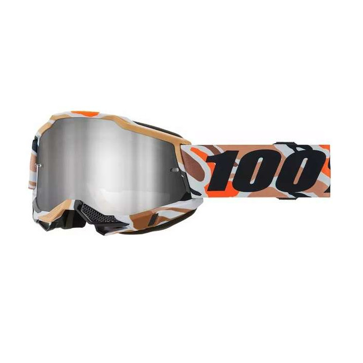 Motorcycle mask 100% ACCURI 2 FLEA SAND CAMO IRIDIUM SILVER