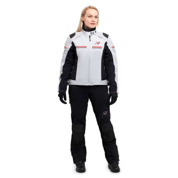 Veste moto femme Rukka ARMATOU-R LADY laminée 3 couches Gris/Rouge