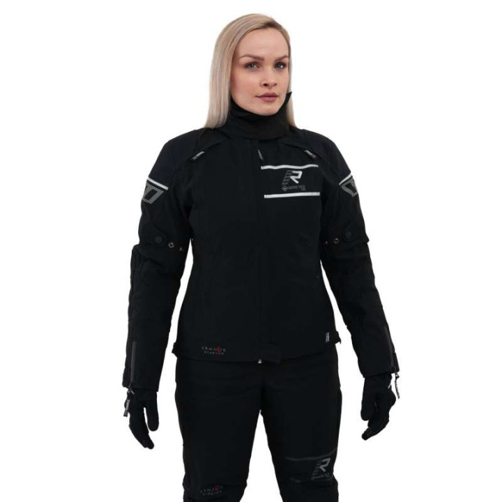 Veste moto femme Rukka RAPTORINA Gore Tex Pro laminée 3C Noir/Blanc