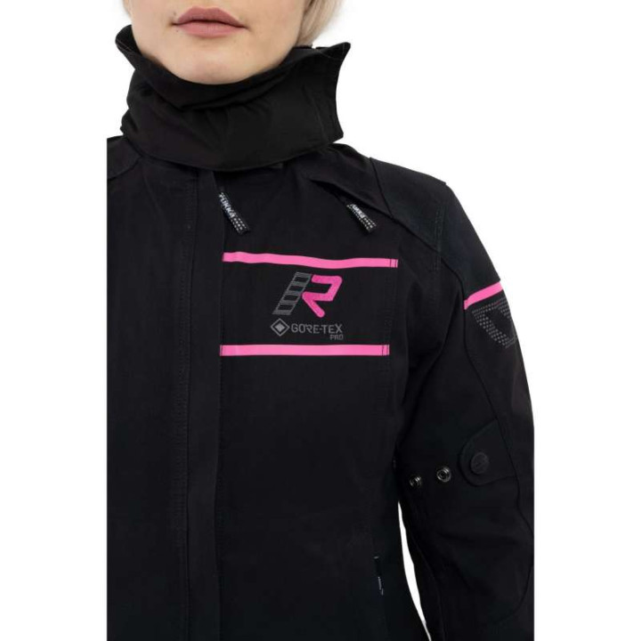 Veste moto femme Rukka RAPTORINA Gore Tex Pro laminée 3C Noir/Rose Veste moto femme Rukka RAPTORINA Gore Tex Pro laminée 3C Noir/Rose