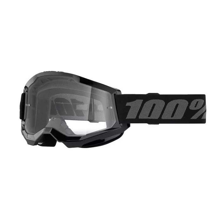 Masque moto cross 100% STRATA 2 BLACK CLEAR