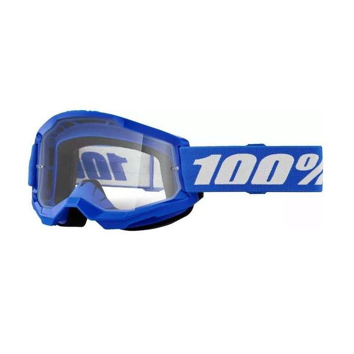 Masque moto cross 100% STRATA 2 BLUE CLEAR