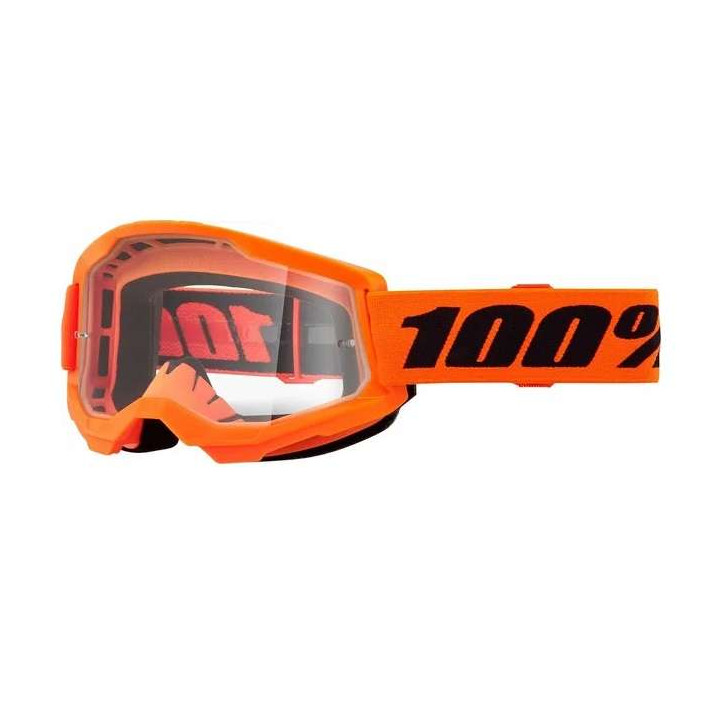Masque moto cross 100% STRATA 2 NEON ORANGE CLEAR Masque moto cross 100% STRATA 2 NEON ORANGE CLEAR