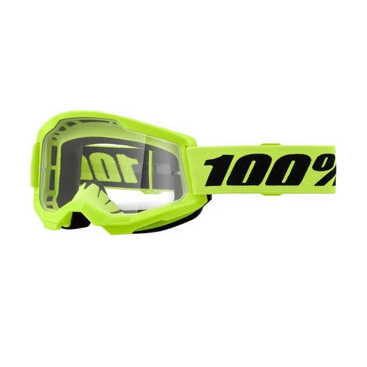 100% STRATA 2 NEON YELLOW CLEAR motocross mask 100% STRATA 2 NEON YELLOW CLEAR motocross mask