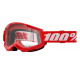 Masque moto cross 100% STRATA 2 RED CLEAR Masque moto cross 100% STRATA 2 RED CLEAR