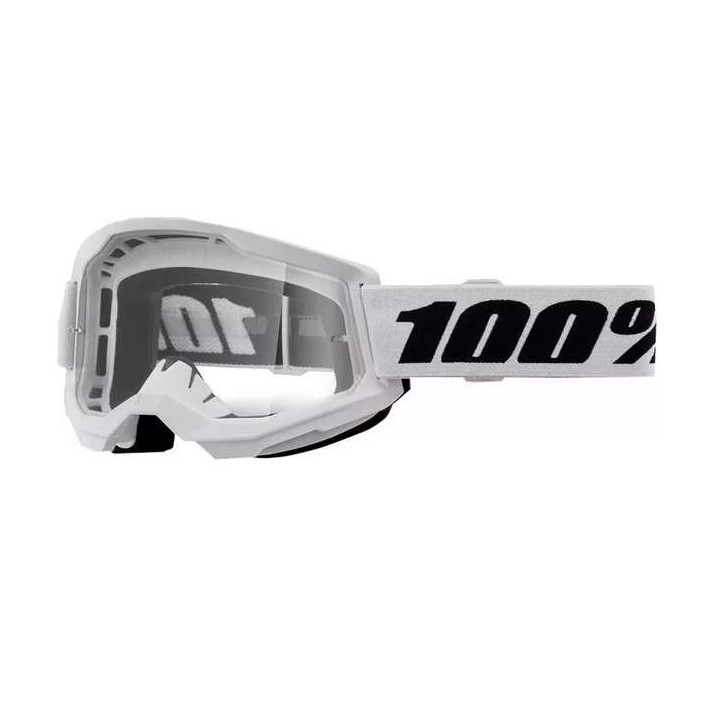 Masque moto cross 100% STRATA 2 WHITE CLEAR