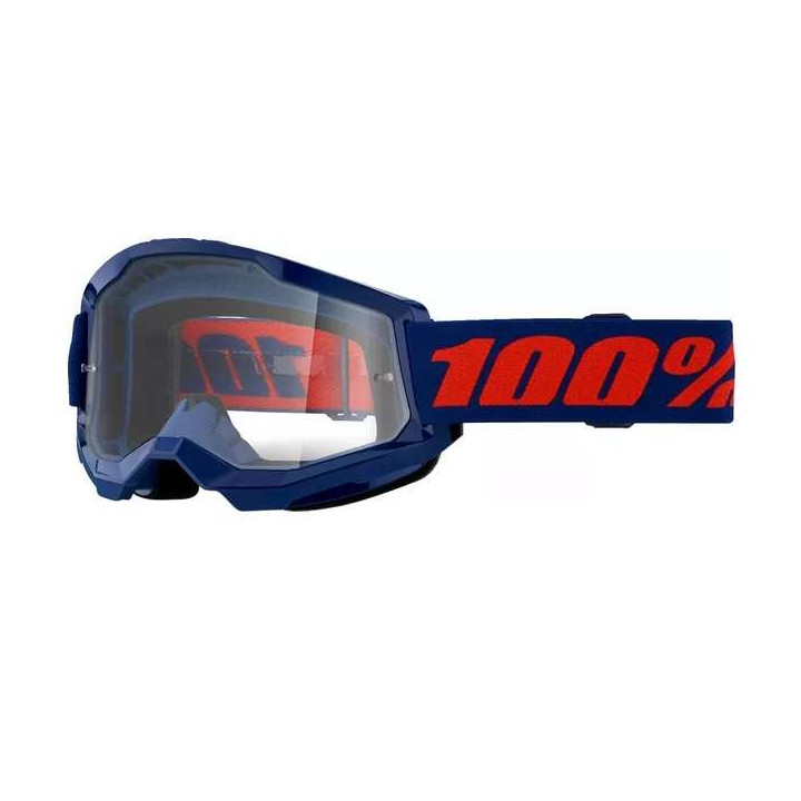 Masque moto cross 100% STRATA 2 NAVY CLEAR