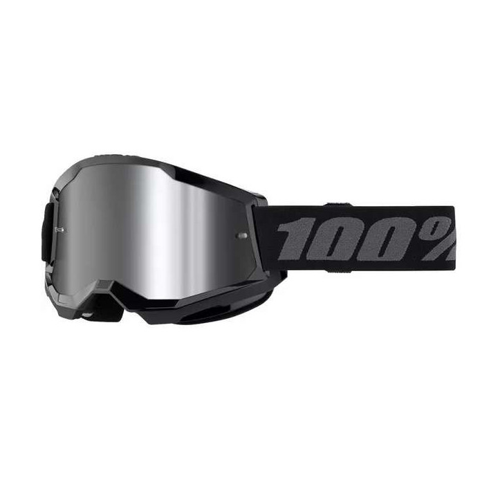 100% STRATA 2 BLACK MIRROR SILVER motocross mask 100% STRATA 2 BLACK MIRROR SILVER motocross mask
