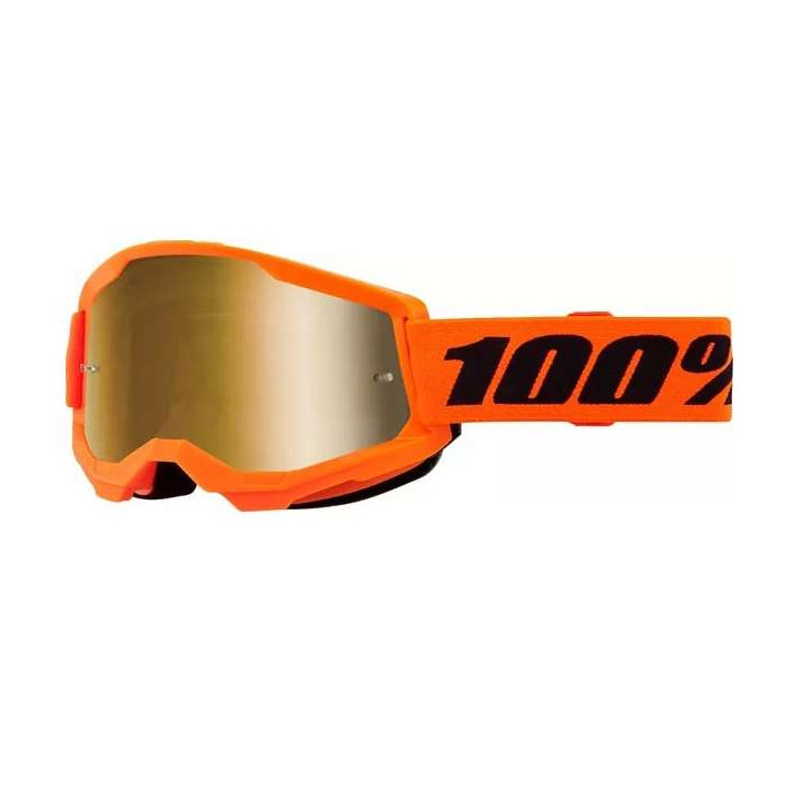 Masque moto cross 100% STRATA 2 ORANGE MIRROR GOLD
