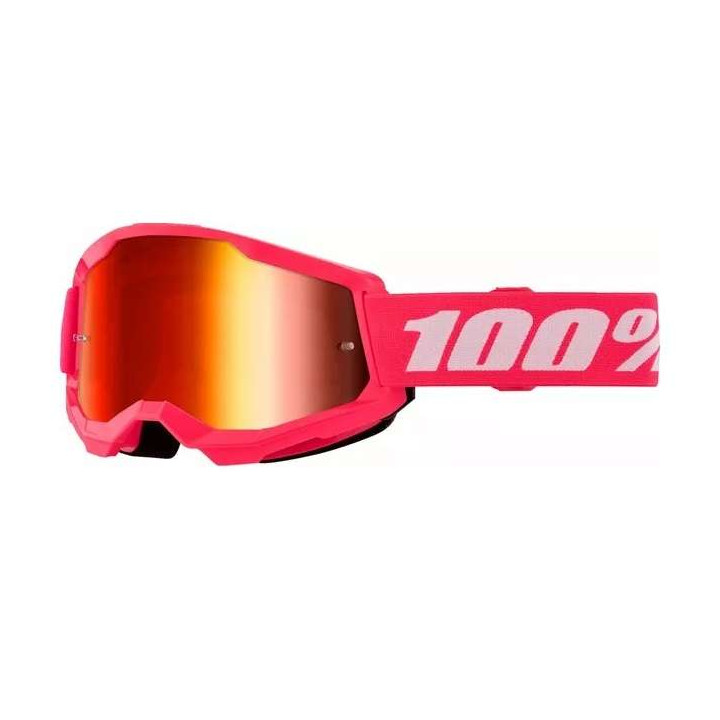 Masque moto cross 100% STRATA 2 PINK MIRROR RED Masque moto cross 100% STRATA 2 PINK MIRROR RED