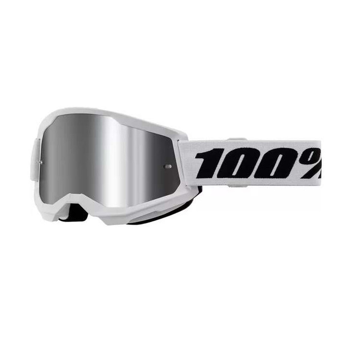 Masque moto cross 100% STRATA 2 WHITE MIRROR SILVER