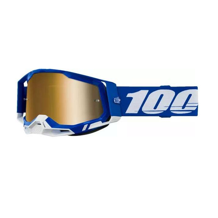 100% RACECRAFT 2 BLUE MIRROR GOLD motocross mask