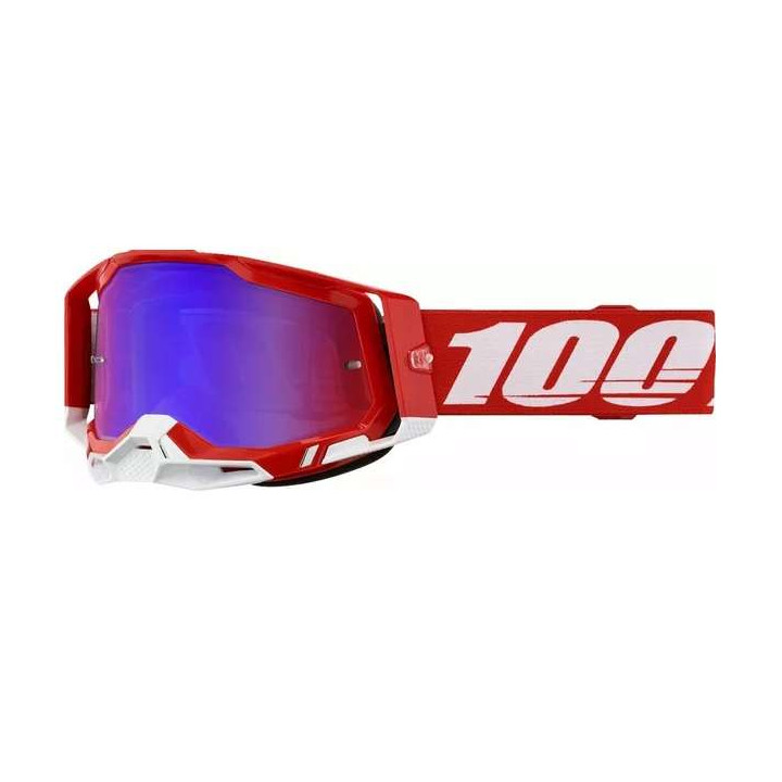 100% RACECRAFT 2 RED MIRROR RED/BLUE motocross mask