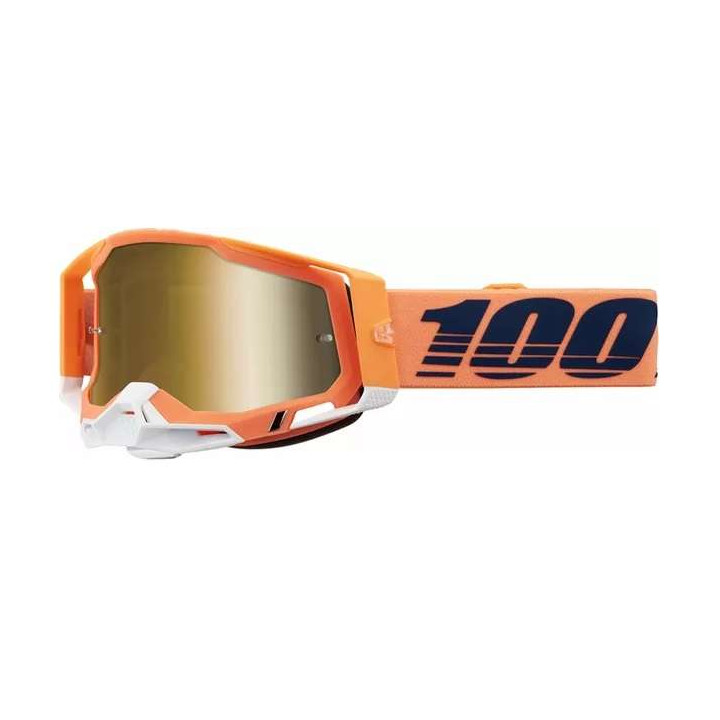 Masque moto cross 100% RACECRAFT 2 CORAL MIRROR TRUE GOLD