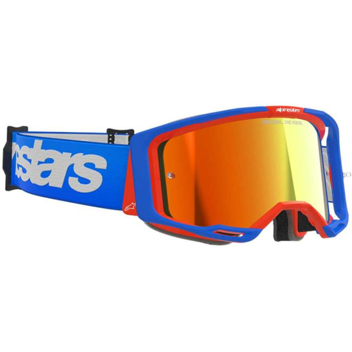 Masque cross Alpinestars VISION 8 WORDMARK Blue/Orange - Mirror Red